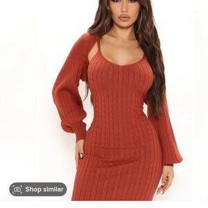 NWT Fashion Nova Dress Set - Rust (Medium)